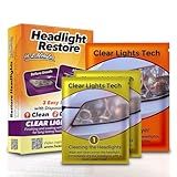 Clear Lights Tech Headlight Restoration Kit - Headlight Cleaner 3-Wipe System Restores Clarity, Removes Yellowing & Oxidation, Improves Nighttime Driving Safety, Long-Lasting UV Protection