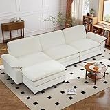 L-Shaped Modular Sectional Cloud Couch with Ottoman, 119'' Convertible Sofa Easy Assembly, Upholstered Living Room Couch for Apartment, Bedroom(Box of 3)