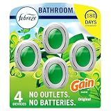 Febreze Bathroom Air Freshener, Odor-Fighting, Plug-in Alternative, Air Fresheners for Small Spaces in Home, Bathroom, Kitchen, & Closet, Pet & Litter Box Odor Fighter, Gain Original Scent, 4ct