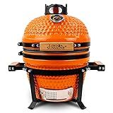 London Sunshine Ceramic Charcoal BBQ Kamado Grill Smoker - Portable Tabletop Cadet Series -Orange