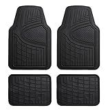 FH Group Automotive Floor Mats - Heavy-Duty Rubber Floor Mats for Cars, Universal Fit Full Set, Climaproof & Trimmable Floor Mats for Most Sedan, SUV, Truck, Black