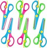 LOVESTOWN Kids Craft Scissors, 6PCS Blunt Tip Safety Scissors Stocking Stuffer for Toddler, Anti-Pinch Design for Child Hand-Eye Coordination Development, Art Craft Scrapbooking Supplies