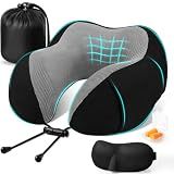CloudBliss Neck Pillow for Airplanes, Memory Foam Travel Pillow, Black