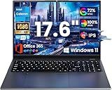 2025 17.6 Inch Laptop Computer with Office 365, 16GB RAM 640GB Storage, N5095 CPU, Windows 11, WiFi 6, Bluetooth 5.2, Backlit keyboard, Portable Thin Business Student Laptops for Work, School, Travel