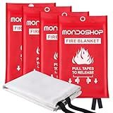 Mondoshop Fire Blanket for Home and Kitchen - Emergency Fire Suppression Blankets Fireproof Blanket Fire Retardant Blankets for Car, Fireplace, Camping, Picnic, Grill