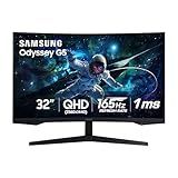 Samsung 32†Odyssey G55C Series QHD 1000R Curved Gaming Monitor, 1ms(MPRT), HDR10, 165Hz, AMD Radeon FreeSync, Eye Care, Glare Free, Sharp Resolution LS32CG550ENXZA
