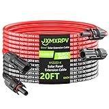 JXMXRPV Solar Cable Extension 20Ft 10AWG, Solar Wire with Tool-Free Solar Connectors, Waterproof Solar Panel Extension Cable 6mm², PV Cable 10Gauge for Home Boat RV Solar Panels(20ft)