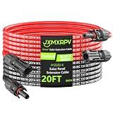 JXMXRPV Solar Cable Extension 20Ft 10AWG, Solar Wire with Tool-Free Solar Connectors, Waterproof Solar Panel Extension Cable 6mm², PV Cable 10Gauge for Home Boat RV Solar Panels(20ft)