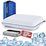 Travel & Camping Cooling Memory Foam Pillow for Backpacking &Airplanes &Beach, Medium Firm Small Camp Bed Pillow for Car Sleeping,Toddler, Breathable Washable Cover, Neck Support Portable Compressible