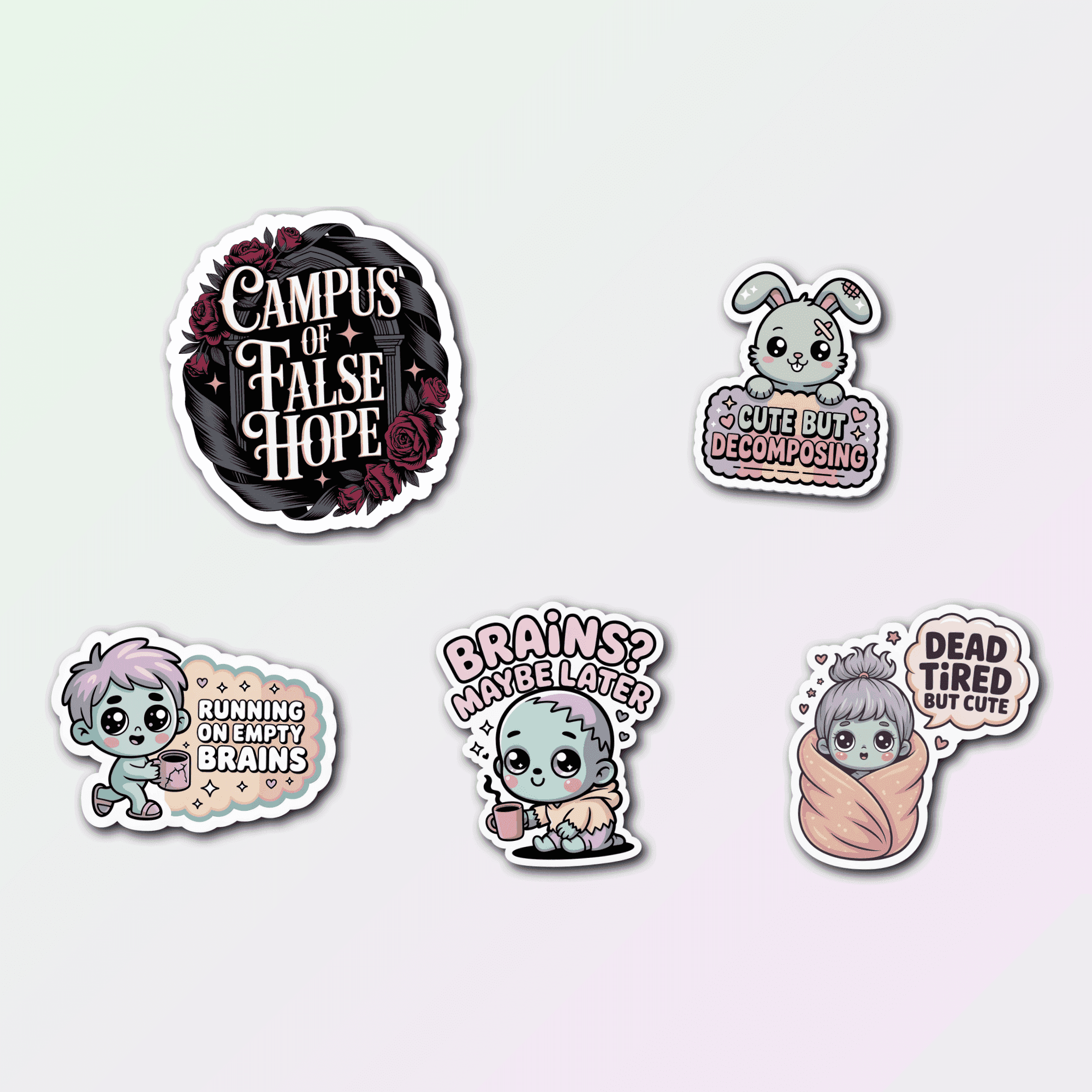 5 Cute Zombie Sticker Pack
