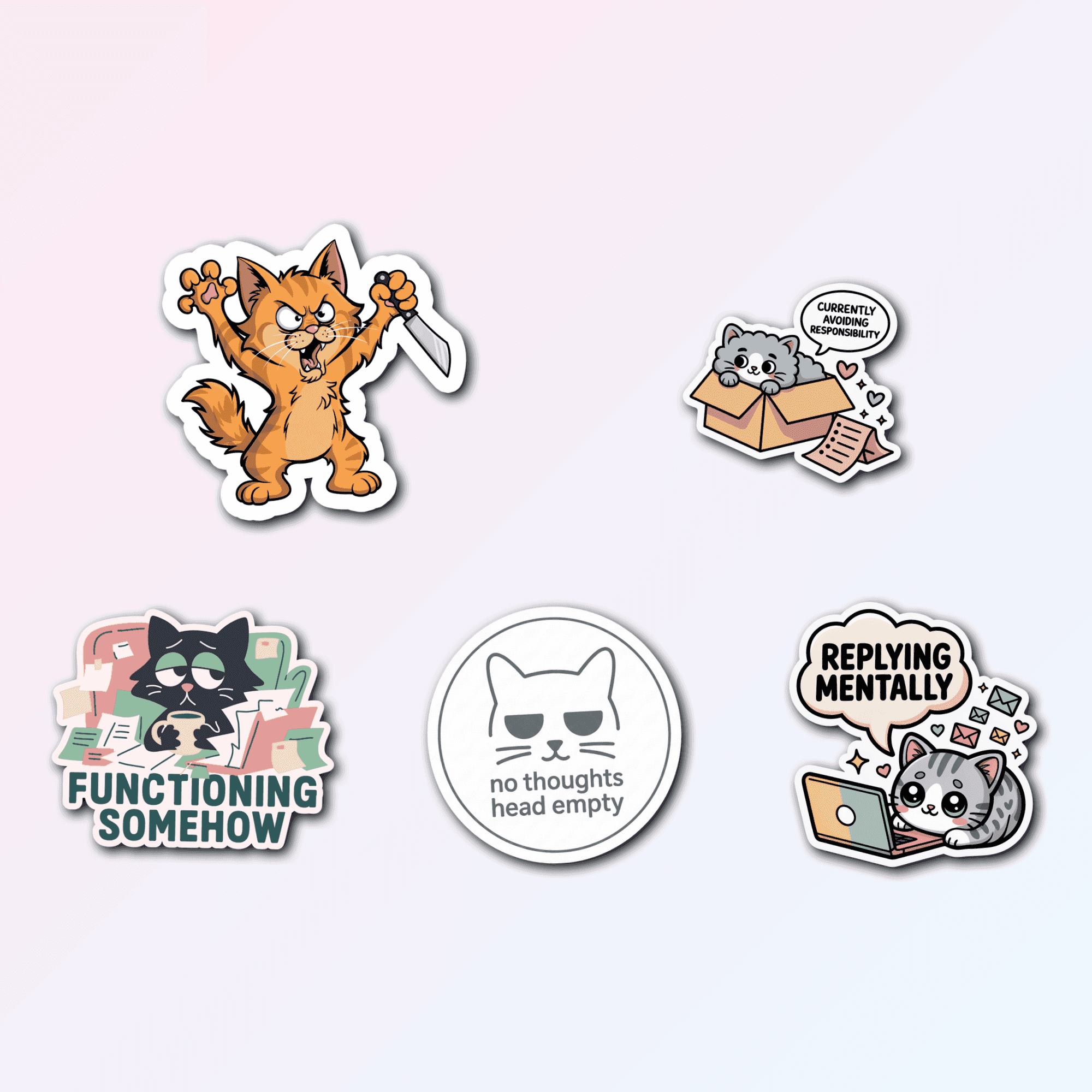 5 Funny Cat Meme Sticker Pack