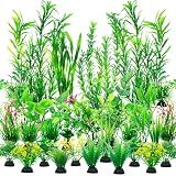 CousDUoBe 30pcs Fish Tank Accessories Aquarium Decorations Green Plants, Fish Tank Decor, Aquarium Decor Plastic Plants