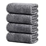 Tens Towels Pack of 4 Extra Large Bath Towels 30 x 60 Inches, 100% Cotton, Larger & Lighter Weight, Quicker to Dry, Super Soft and Absorbent, Perfect for Bathroom, Dark Grey
