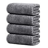 Tens Towels 4 Piece Extra Large Bath Towels 30 x 60 Inches, Dark Grey