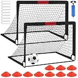 Kids Soccer Goals for Backyard Set - 2 of 4' x 3' Portable Soccer Goal Training Equipment, Pop Up Toddler Soccer Net with Soccer Ball, Stocking Stuffers for Kids Youth Outdoor Games, Sports Play Gifts