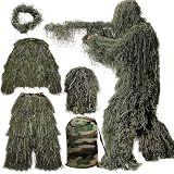 MOPHOTO 5 in 1 Ghillie Suit 3D Camouflage Hunting Suits - Jacket, Pants, Hood, Carry Bag for Youth & Adults M/L/XL/XXL