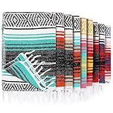 Peryiter 9 Pcs Mexican Blanket Bulk Large Yoga Blanket Striped Falsa with Fringed for Outdoor Beach Picnic Couch, 45 x 70 inch(Bright Colors)