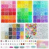 5 Boxes Bracelet Making Kit Pony Beads, 96 Colors 3500Pcs Kandi Beads for Bracelets with 800Pcs Letter Bead Friendship Bracelet Rave Accessories Craft Kits for Kids Adults Keychain Jewelry Making