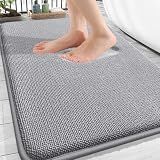 OLANLY Thick Memory Foam Bathroom Rugs 30x20, Soft Absorbent Bath Mat, Grey