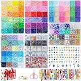 SJZWSD 6-Box Friendship Bracelet Making Kit - 16,000pcs Clay, Seed & Glass Beads Collection, Letter Beads, Charms