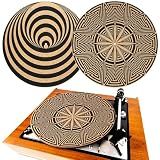 Briwooody 2 Pcs Cork Turntable Mat/3mm Thick for Better Sound Support on 11.8 Inches Vinyl LP Record Player Turntable Slipmat Psychedelic Geometric for Vinyl Record(Mix Pattern)