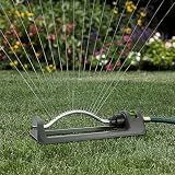 Lawn Sprinkler, 18-Hole Brass Nozzle Oscillating Sprinkler, Garden Tool for Lawns up to 3,600 Square Feet, Jet Cleaning Needle Hidden on the End of the Product, Gray