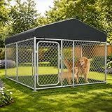 COMHOMA 7.5×7.5FT Outdoor Dog Kennel with Oxford Fabric Roof & Secure Lock