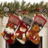 Sunnyglade 3PCS 18" Christmas Stocking Classic Large Stockings