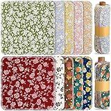 Redbaker 50 Pcs Reusable Paper Towels Paperless Reusable Cotton Cloths Toilet Absorbent Washable Paper Towels with Roll Kitchen Dishcloth for Kitchen Paperless Dishcloths(Flower)