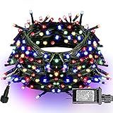 Dazzle Bright 300 LED Christmas String Lights, 100 FT Connectable Waterproof String Lights Green Wire with 8 Modes, Christmas Decorations for Indoor Outdoor Xmas Party Yard Garden (Multi Colored)