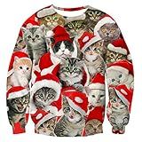 RAISEVERN Unisex Cute Ugly Christmas Cat Print Personalized Festival Pullover Sweater Sweatshirt for Teen Boys Girls, 2017 Style Christmas Cat 4, Medium