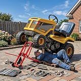 BETISEF 500LB Hydraulic Mower Lift – Effortless Jack for Zero-Turn & Lawn Tractors, 40–47.6" Axle Fit, 24" Max Lift, 3 Adjustable Heights, Red