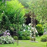 Evergreen Plow & Hearth Montebello-Gunmetal Garden Arbor - 7 Feet Tall | Slim Metal Arch with Iron Trellis for Climbing Plants | Elegant Wedding Arbor | Outdoor Patio & Garden Decor
