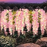 GIGALUMI Solar Lights Outdoor for Garden Decor, 3 Pack Solar Flower Lights Waterproof, 2 Lighting Modes Wisteria for Pathway,Yard, Patio Decoration, Gardening Gifts for Women (Pink)