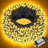 Nielfoi 100FT 300 LED Christmas Lights Outdoor, Warm White Christmas Tree Lights 8 Modes, Plug in Connectable Christmas String Lights Indoor for Outside Patio Garden Xmas Party Holiday Decorations