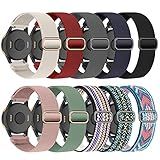 Compatible with Garmin Vivoactive 5 Band 20mm, 10 Pack Soft Stretchy Nylon Watch Bands for Garmin Venu/Venu Sq/Venu 2 Plus/Garmin Vivoactive 3/Forerunner 245/55/645 Music Strap Replacement for Women