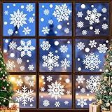 116PCS Christmas Decorations, 9 Sheets Christmas Window Clings, Snowflake Window Clings Decals, Double Sided Xmas Snowflake Decal Stickers for Winter Holiday Home Indoor Decorations Decor Supplies
