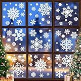 116PCS Christmas Decorations, 9 Sheets Christmas Window Clings, Snowflake Window Clings Decals, Double Sided Xmas Snowflake Decal Stickers for Winter Holiday Home Indoor Decorations Decor Supplies