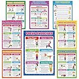 gisgfim Exercise Posters Stretching Yoga Workout Poster Physical Educational Fitness Decoration Physical Bodyweight Workout Guide Chart for Home Classroom Gym Men Women Laminated Colored Illustration