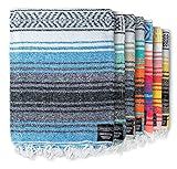 Benevolence LA Authentic Handwoven Mexican Blanket | Yoga Blankets, Outdoor, Picnic, Beach, Camping | Equestrian Saddle | Serape 50x70 inches - Sky Blue, Pack of 1