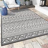 Outdoor Rug Carpet 5x8 ft, Flatweave Textured Outdoor Patio Rug Non Slip Indoor Outdoor Rugs with Rubber Particles Backing Boho Outdoor Area Rug for Patio Deck Front Porch Backyard Balcony