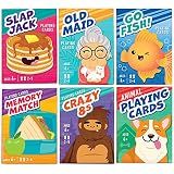 LotFancy Card Games for Kids, 6 Decks, Go Fish, Old Maid, Crazy 8s