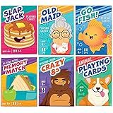 LotFancy Card Games for Kids, 6 Decks, Go Fish, Old Maid, Crazy Eights, Memory Match, Slap Jack, Animal Playing Cards, Easter Basket Stuffers, Stocking Stuffers, Birthday Gifts