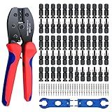 Solar Panel Connector, 60PCS Solar Crimper Tool Kit for Connecting Solar Panel Cable Wire, Solar Connector Kit with 30 Pairs Male/Female Solar Connectors, 1PCS Solar Crimper, 2 PCS Spanner Wrench