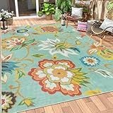 Lahome Floral Indoor Outdoor Rugs, 6x9ft Non Slip Outdoor Patio Rug for Balcony Deck, Soft Outdoor Area Rug for Camping PicnicBackyard, RV Outdoor Rugs for Living Room Dining Bedroom,Multi