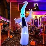 GOOSH 6 FT/12 FT Halloween Inflatables Ghost Outdoor Decorations Blow Up Yard Scary Red Eye Dimming Ghost with Built-in Colorful LEDs for Garden Lawn Indoor Party Decor