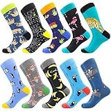 BISOUSOX Funny Socks for Men Dress Socks Fun Colorful Crazy Funky Crew Calf Novelty Happy Cotton Sock Size 9-12