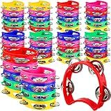 Yunsailing 50 Pieces Tambourine Bulk for Kids Adults 4 Bells Percussion Hand Colored Noise Makers Tambourines Preschool Musical Instruments Set for Back to School Church Christmas Party Favors