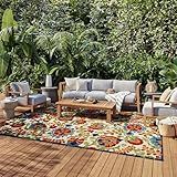 Nourison Home Aloha Indoor/Outdoor Multicolor 6' x 9' Area Rug, Easy Cleaning, Non Shedding, Bed Room, Living Room, Dining Room, Backyard, Deck, Patio (6x9)
