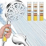 Filtered Shower Head with Handheld, FunnyAir Filtered Shower Head with 3-PCS Filters For Hard Water, 10-Spray Modes 5" High Pressure Shower Head, 2 Built-in Power Jets Shower Heads, Chrome
